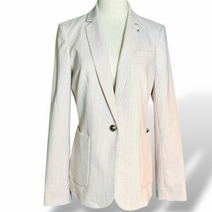 Tommy Hilfiger Baby Pink & Cream Striped Single Button Knit Blazer Size 8